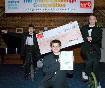 TK Arts youth challenge competition kent giant cheque